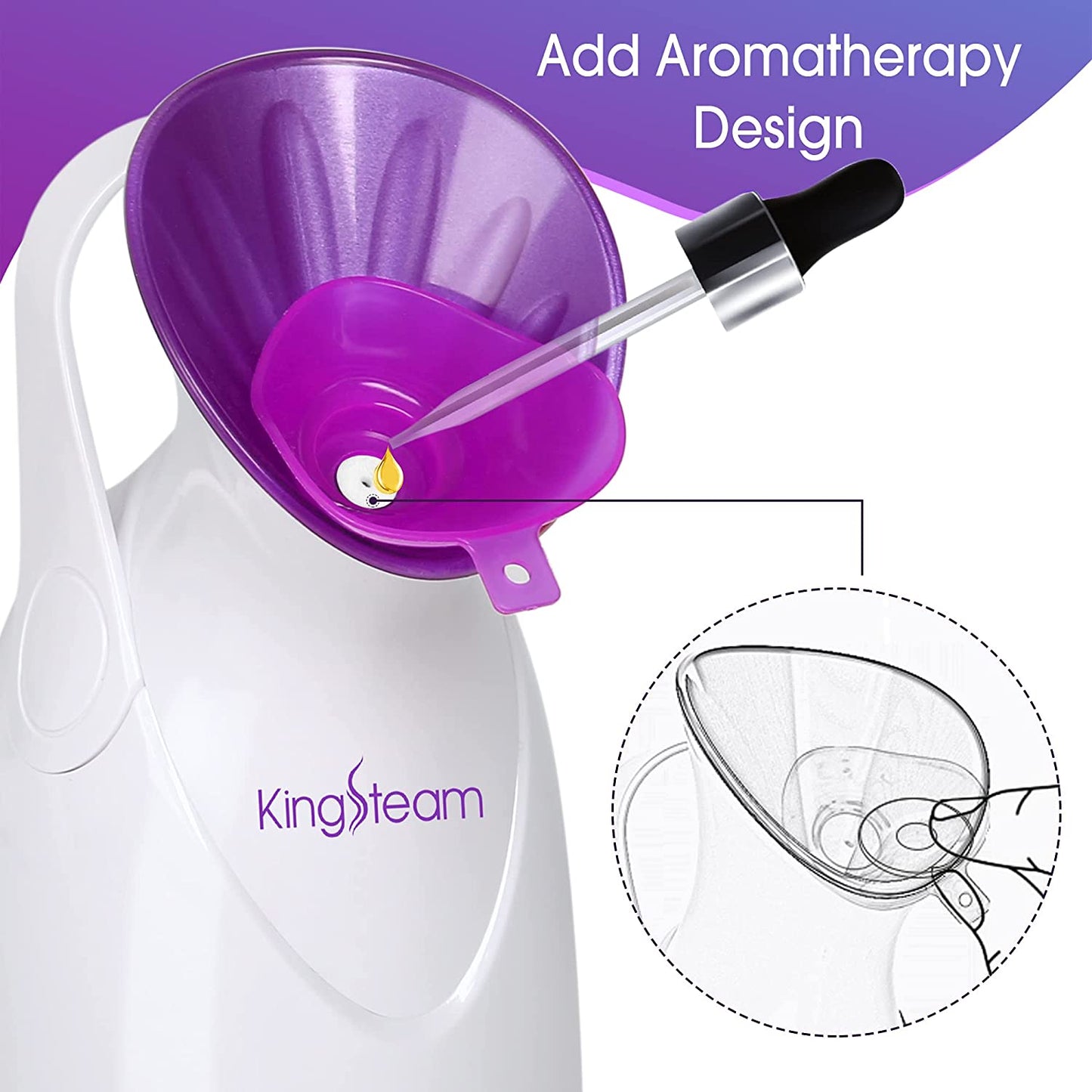 Facial Steamer, Kingsteam Nano Ionic Hot Mist Face Steamer With Aromatherapy Kit and Blackhead Removal Tools for Home Facial Sauna Spa.