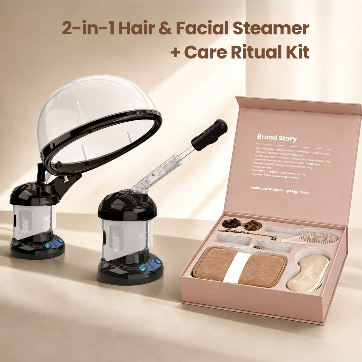 2 in 1 Hair and Facial Steamer & Care Ritual Kit