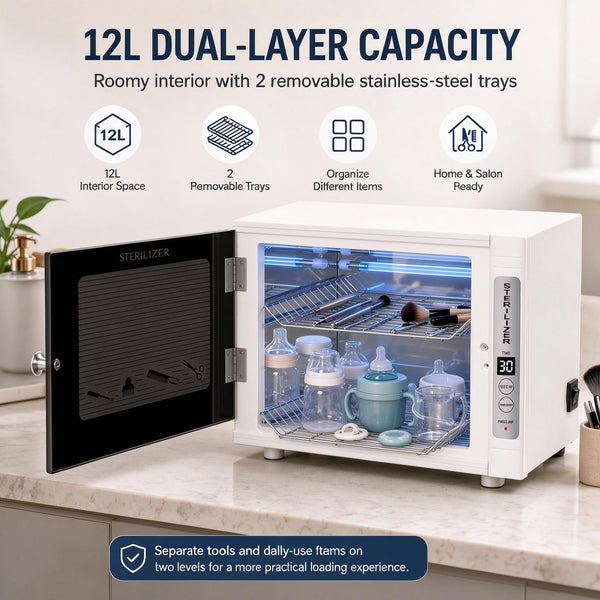 12L UVC Sanitizer Cabinet for Nail Tools, UV Sanitizer Box with Timer