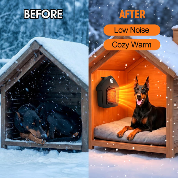 600W Outdoor Dog House Heater with Thermostat, 24-Hour Timer, 9.84ft Anti-Chew Cord, Overheat Protection, UL 499 & CSA C22.2 Certified, ECO Mode – Safe Pet Warmer for Chicken Coops & Kennels