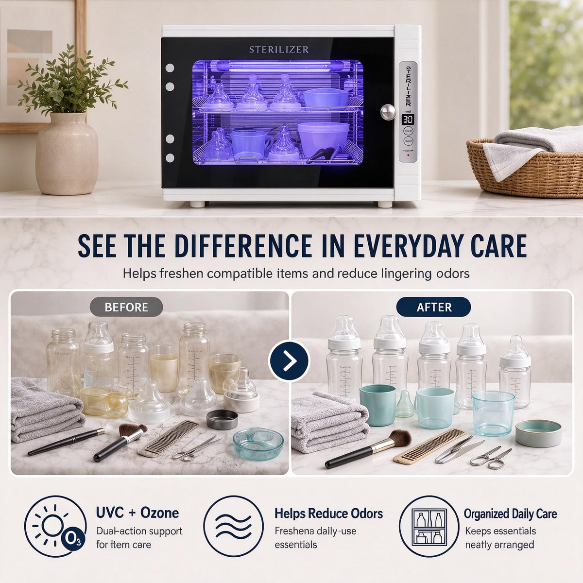 12L UVC Sanitizer Cabinet for Nail Tools, UV Sanitizer Box with Timer