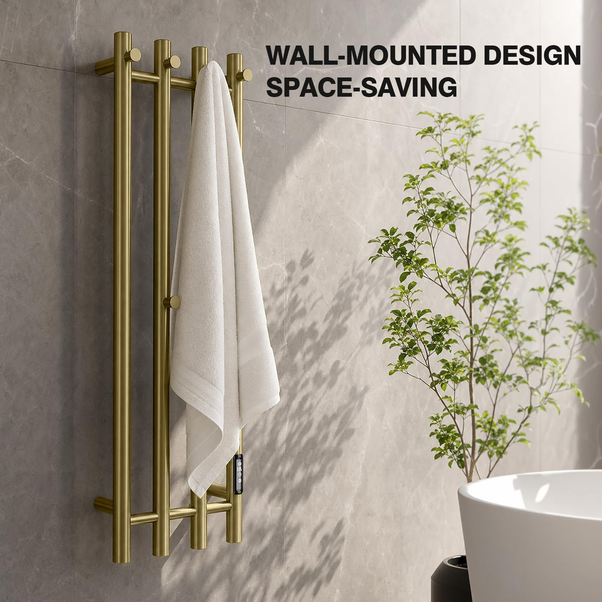 Poloma Towel Warmer Rack for Bathrooms, Heated Towel Rack Heater, ElectricTowel Dryer, Stainless Steel, Golden. CSA Certified