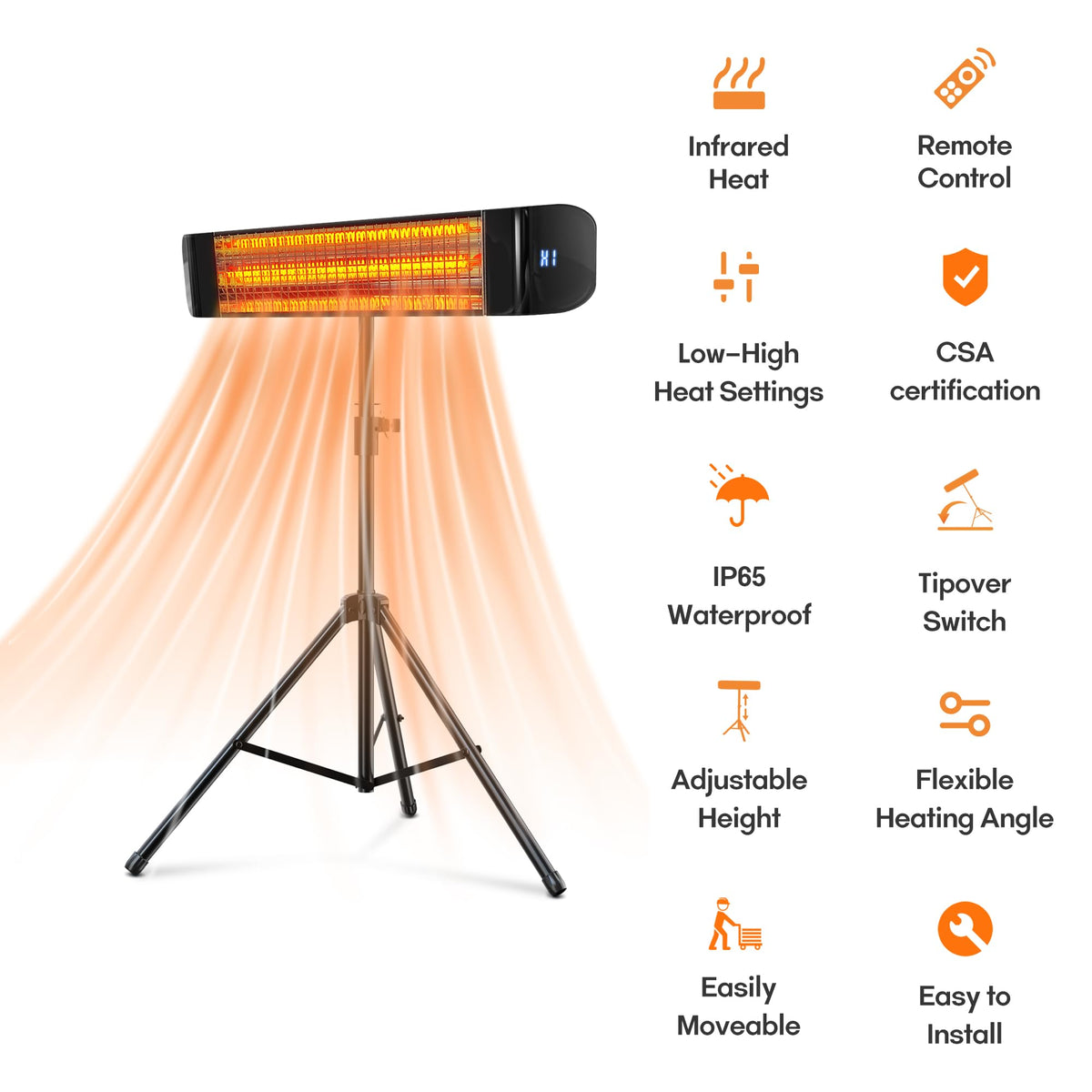 Outdoor Electric Infrared Patio Heater, 1500W