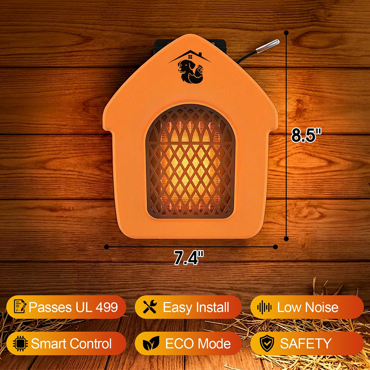 Dog House Heater with Thermostat, Chicken Coop Heater