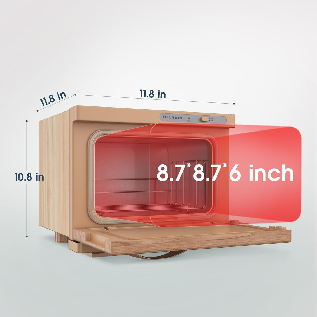 Towel Warmer Cabinet, 8L Hot Spa Small Towel Warmer Heating Use for Facial Spa, Hair Beauty, Salon Equipment and Home - Wood-like
