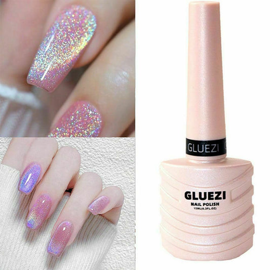 Gel Polish 15ml/0.5fl oz Holographic 9D Cat Eye Shiny Glitter Soak Off Nail Polish with Magnetic Stick for Nail Salon
