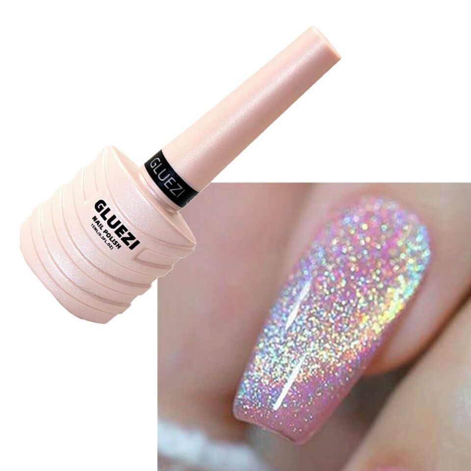 Gel Polish 15ml/0.5fl oz Holographic 9D Cat Eye Shiny Glitter Soak Off Nail Polish with Magnetic Stick for Nail Salon