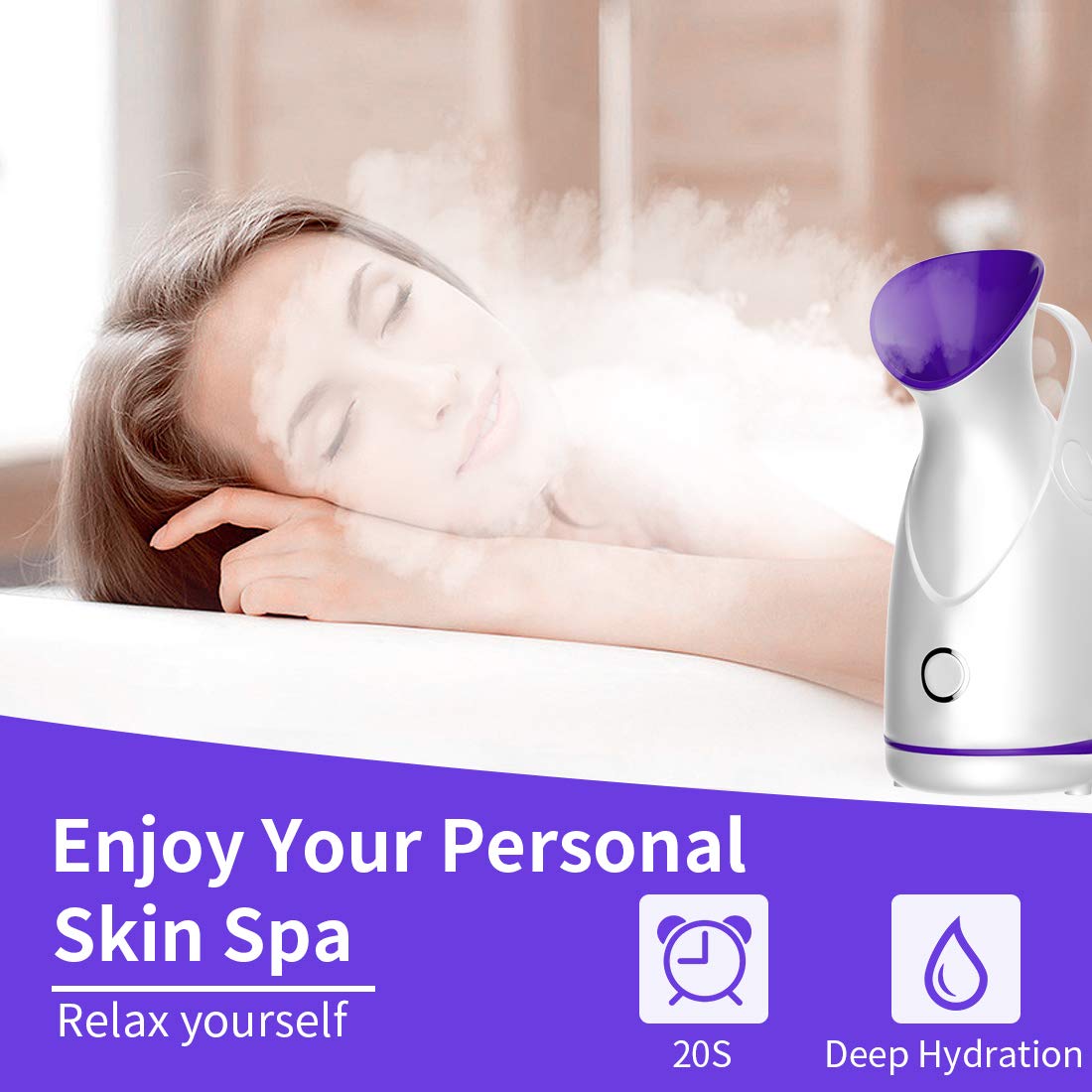 Face Steamer, Kingsteam Nano Ionic Portable Home Facial Steamer Design for Facial Spa at Home.